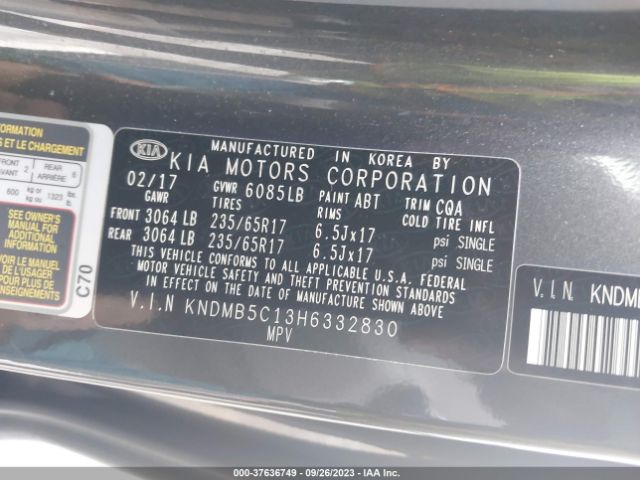 KNDMB5C13H6332830 KIA SEDONA LX