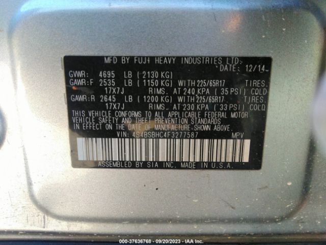 4S4BSBHC4F3277587 Subaru Outback 2.5i Premium