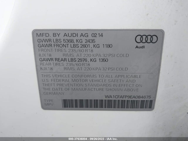 WA1CFAFP9EA084675 Audi Q5 PREMIUM