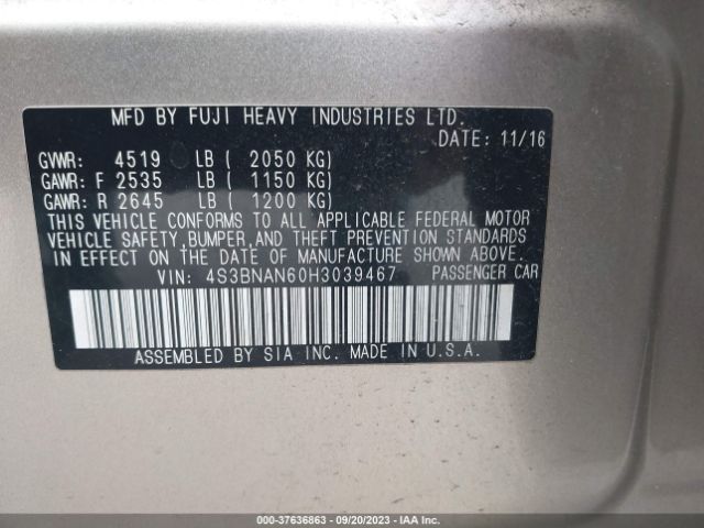 4S3BNAN60H3039467 Subaru Legacy Limited