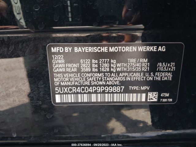 5UXCR4C04P9P99887 BMW X5 Sdrive40i