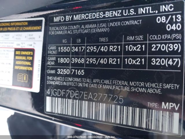 4JGDF7DE7EA277725 Mercedes-Benz Gl-class Gl 550