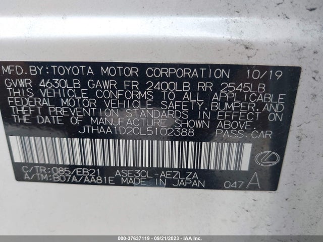 JTHAA1D20L5102388 Lexus Is Is 300