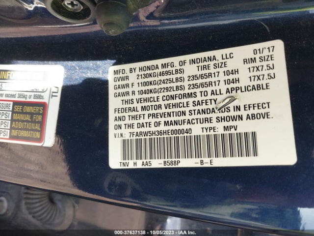 Honda CR-V LX 2017 7FARW5H36HE000040 Image 9
