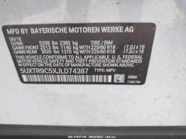 5UXTR9C5XJLD74387 BMW X3 Xdrive30i