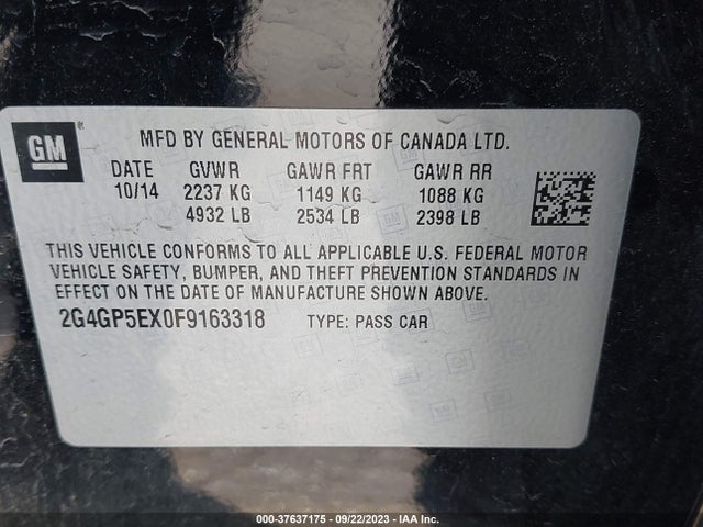 2015 BUICK REGAL PREMIUM I VIN: 2G4GP5EX0F9163318