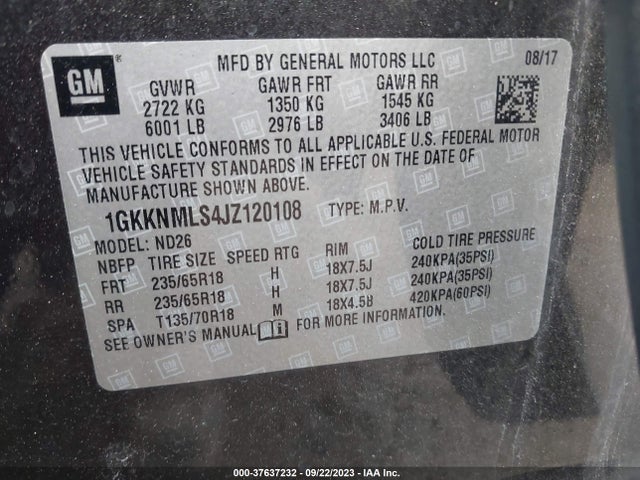 GMC ACADIA SLT 2018 1GKKNMLS4JZ120108 Image 16