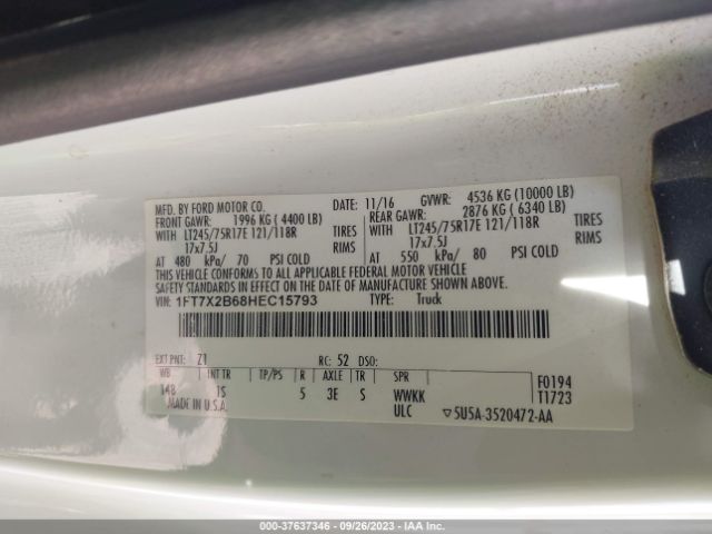 1FT7X2B68HEC15793 Ford Super Duty F-250 Srw Xlt/lariat/xl
