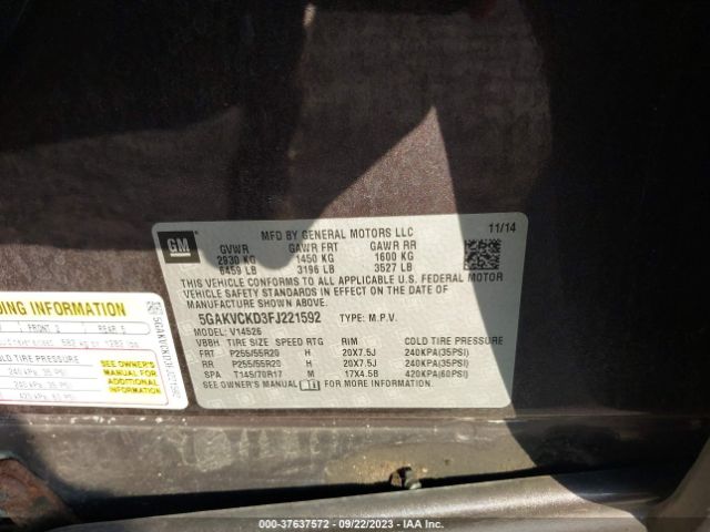5GAKVCKD3FJ221592 Buick Enclave Premium