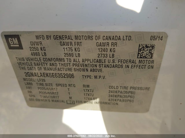 Chevrolet EQUINOX LS 2014 2GNALAEK6E6352906 Image 9