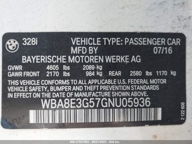WBA8E3G57GNU05936 BMW 3 Series 328i Xdrive