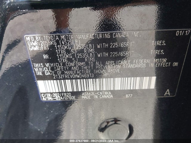 2017 TOYOTA RAV4 LE VIN: 2T3ZFREV0HW346913