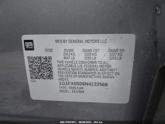 Chevrolet Bolt Ev 2lt 2022 1G1FX6S06N4133568 Image 9
