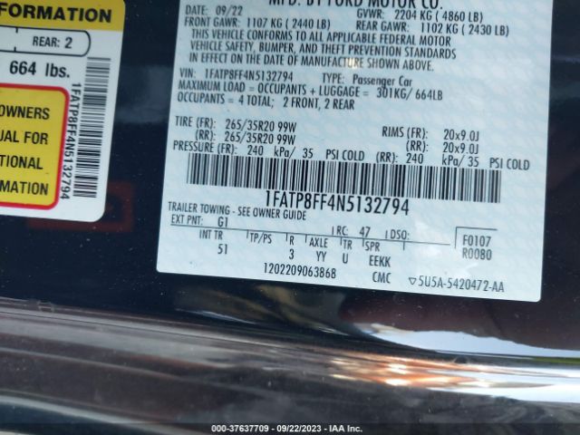 1FATP8FF4N5132794 Ford Mustang Gt Premium