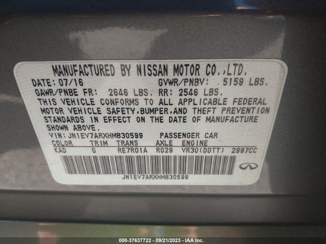 JN1EV7ARXHM830599 Infiniti Q50 3.0t Premium