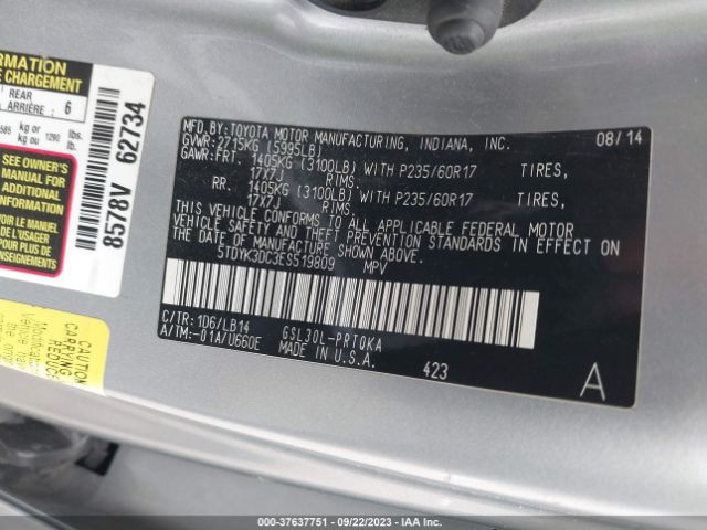 2014 TOYOTA SIENNA 5TDYK3DC3ES519809 Photo 8