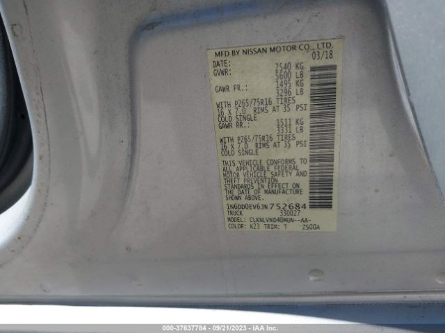 1N6DD0EV6JN752684 Nissan Frontier Pro-4x