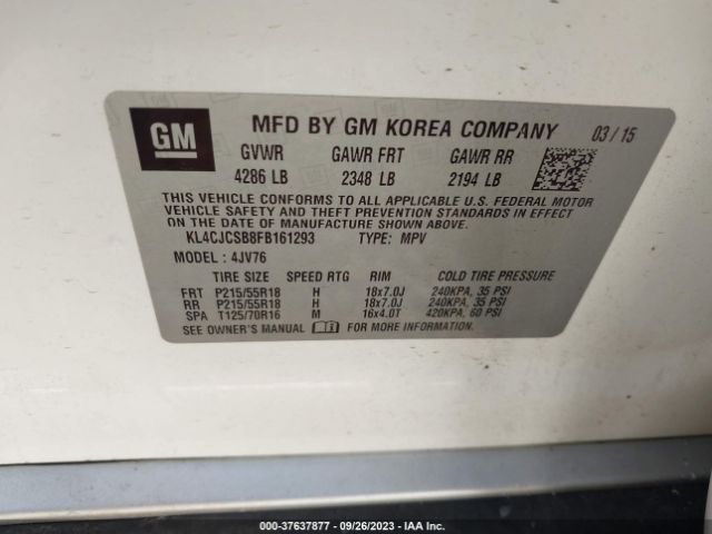 KL4CJCSB8FB161293 Buick Encore Leather
