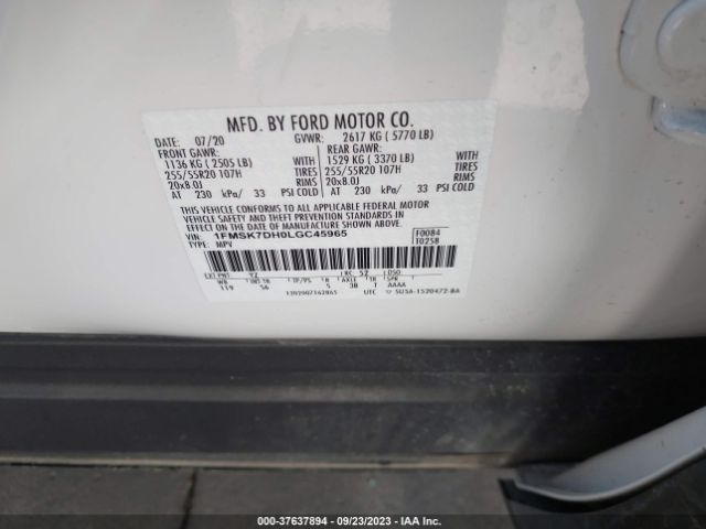 1FMSK7DH0LGC45965 Ford EXPLORER XLT