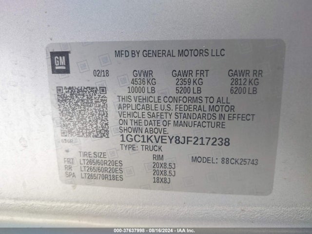 Chevrolet Silverado 2500hd Lt 2018 1GC1KVEY8JF217238 Image 9
