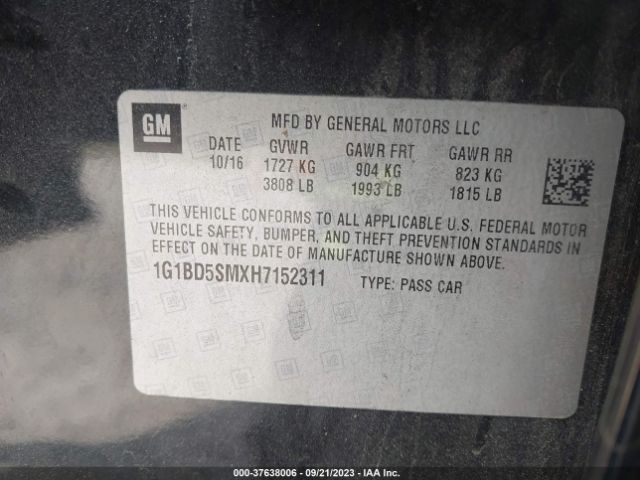 1G1BD5SMXH7152311 Chevrolet Cruze Lt Manual