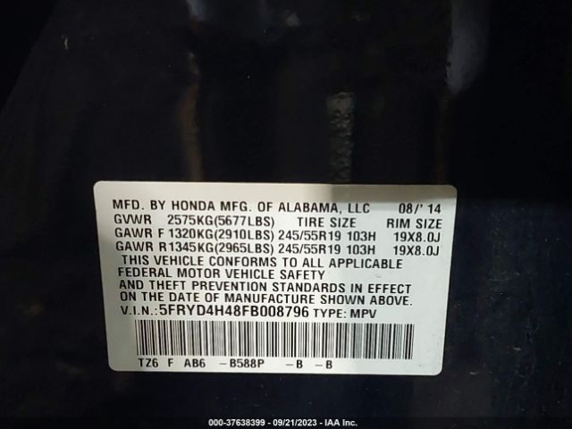 5FRYD4H48FB008796 Acura Mdx Tech Pkg