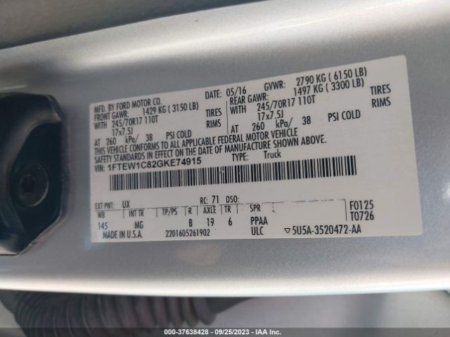 1FTEW1C82GKE74915 Ford F-150 Xlt/xl