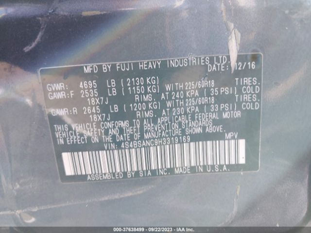 4S4BSANC9H3319169 Subaru Outback Limited