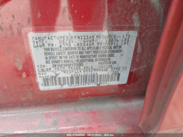 3N1AB7AP9FY325685 Nissan SENTRA SL