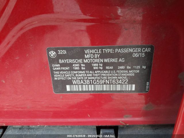WBA3B1G59FNT63422 BMW 3 Series 320i