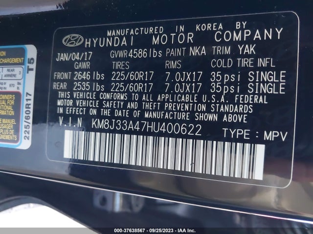 Hyundai Tucson Se Plus 2017 KM8J33A47HU400622 Image 9