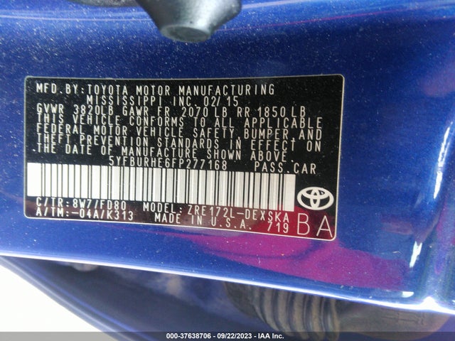 Toyota Corolla L/le/s/s Plus/le Plus 2015 5YFBURHE6FP277168 Image 9