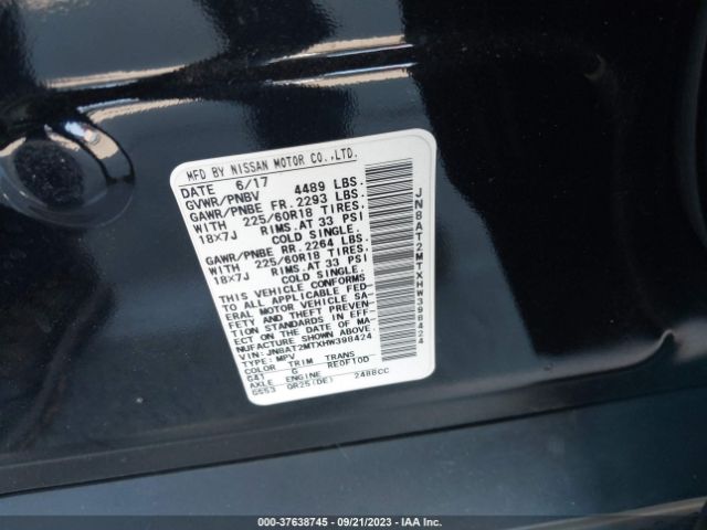 JN8AT2MTXHW398424 Nissan Rogue Sl