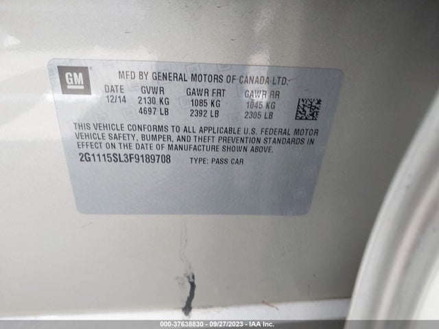 Chevrolet IMPALA LT 2015 2G1115SL3F9189708 Image 15