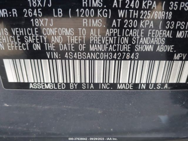 4S4BSANC0H3427843 Subaru Outback Limited
