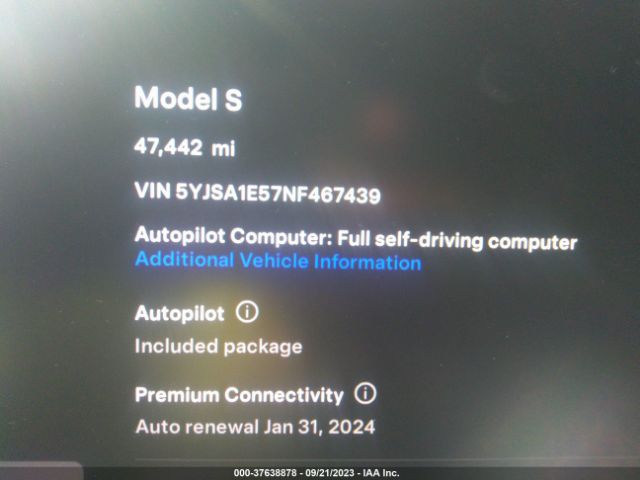 5YJSA1E57NF467439 Tesla MODEL S