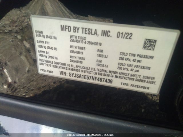 5YJSA1E57NF467439 Tesla MODEL S