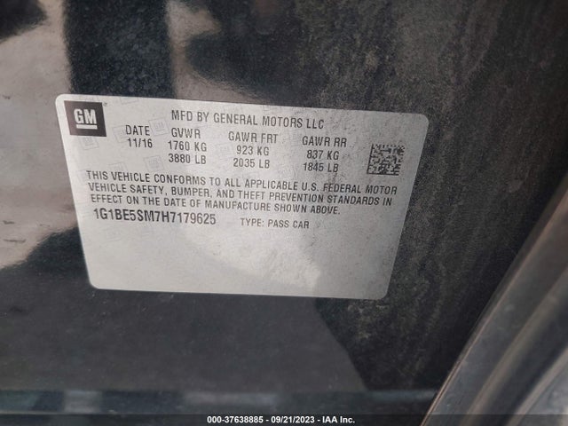 Chevrolet CRUZE LT 2017 1G1BE5SM7H7179625 Image 9