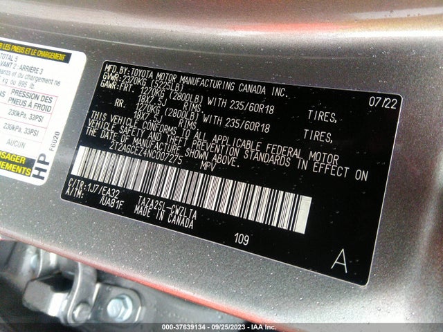 2022 Lexus NX, VIN: 2T2AGCEZ4NC007275