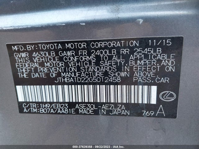 JTHBA1D22G5012458 Lexus IS 200T