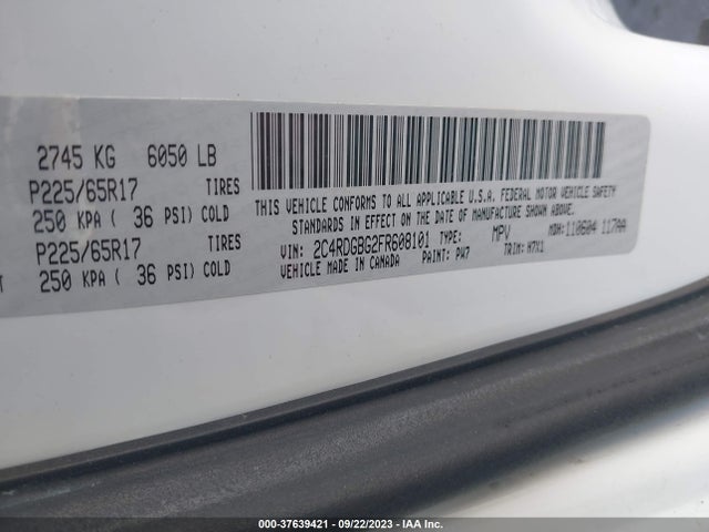 Dodge Grand Caravan Se 2015 2C4RDGBG2FR608101 Image 9