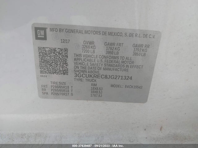 Chevrolet Silverado 1500 Lt 2018 3GCUKREC8JG271324 Image 9