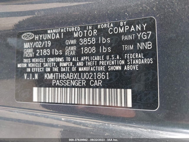 2020 HYUNDAI VELOSTER TURBO VIN: KMHTH6ABXLU021861