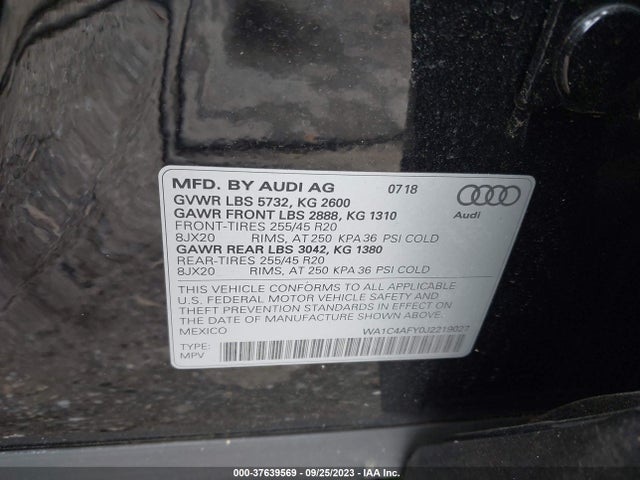 WA1C4AFY0J2219027 Audi Sq5 Prestige