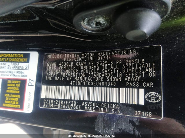Toyota CAMRY SE 2014 4T1BF1FK3EU401348 Image 9