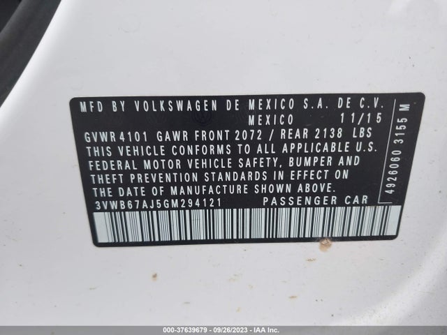 3VWB67AJ5GM294121 Volkswagen Jetta Sedan 1.4t Se
