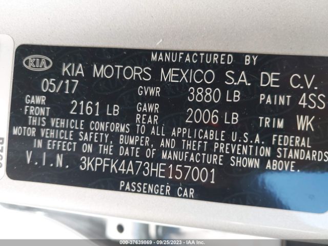 3KPFK4A73HE157001 KIA FORTE LX