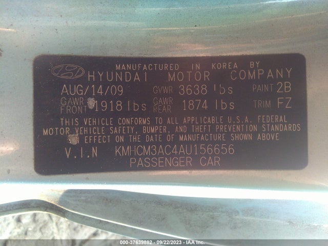 2010 HYUNDAI ACCENT GS VIN: KMHCM3AC4AU156656