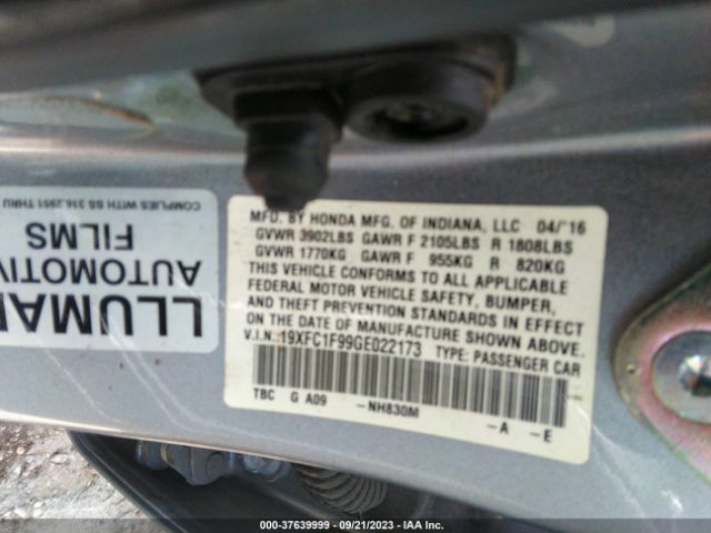 19XFC1F99GE022173 Honda Civic Sedan Touring