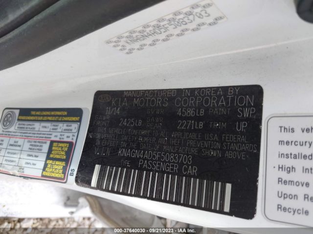 KNAGN4AD5F5083703 KIA Optima Hybrid Ex